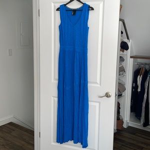 Royal blue jersey dress with elastic waist
